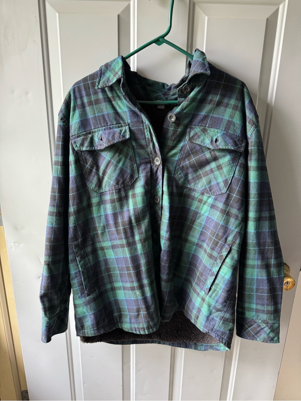 Eddie Bauer Blue and Green Plaid Lightweight Shirt Jacket